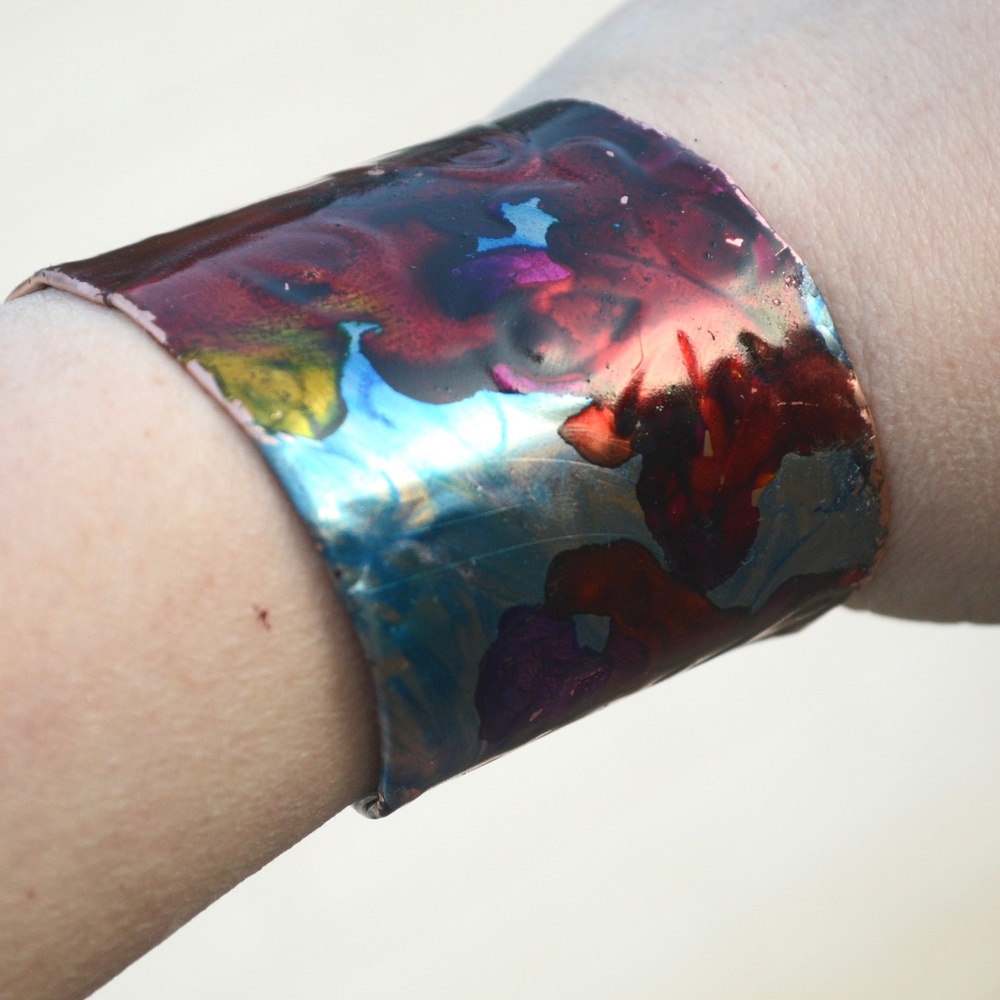 Psychedelic Hippie Copper Cuff Butterfly Bracelet
